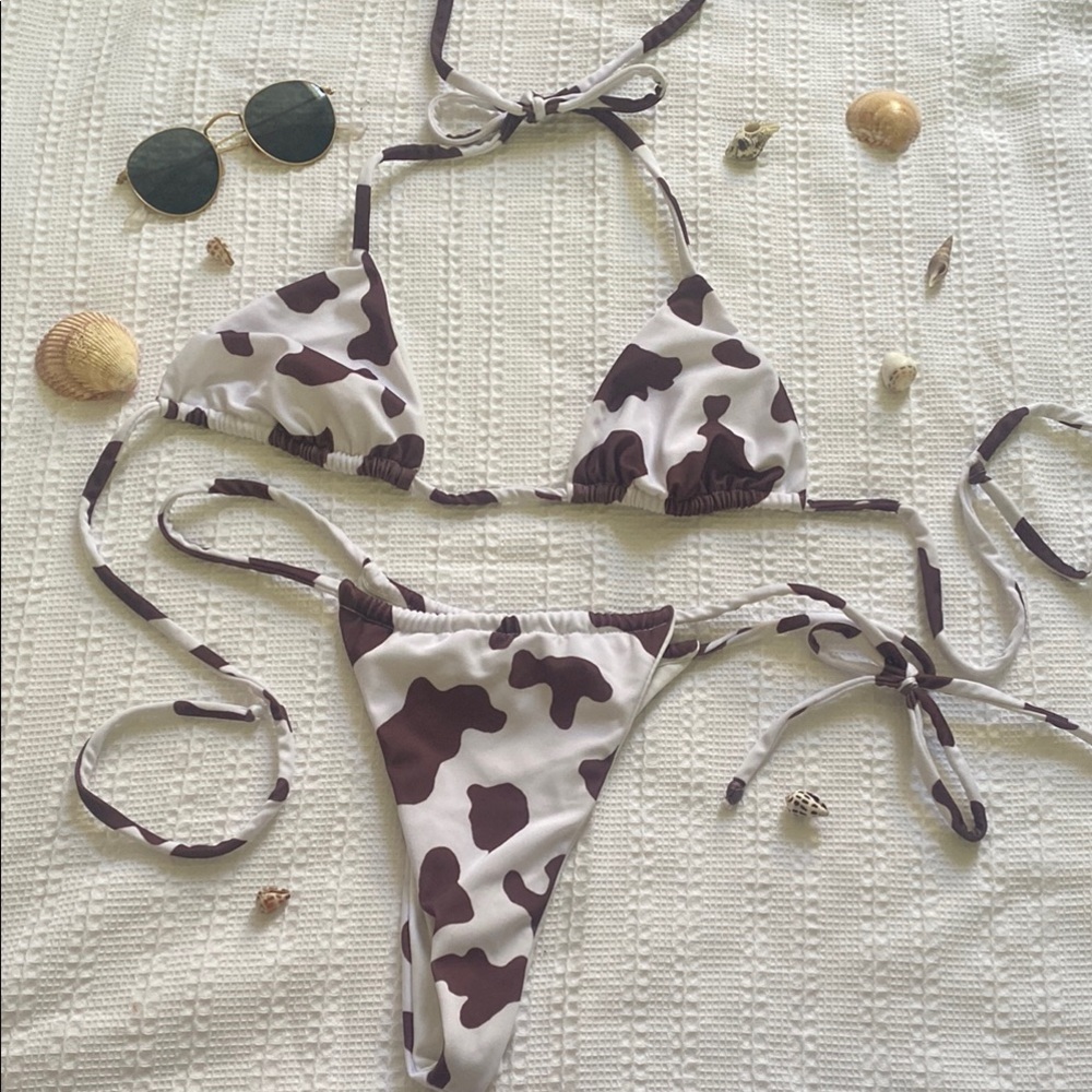 Cow Print Bikini Set